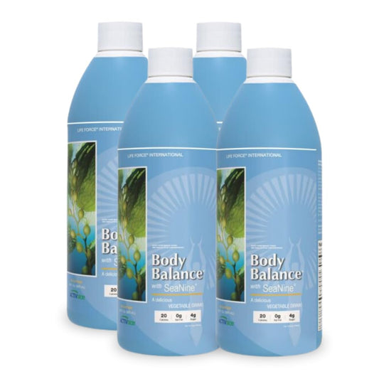 Life Force Body Balance bottle label highlighting a premium sea vegetable blend for daily nourishment