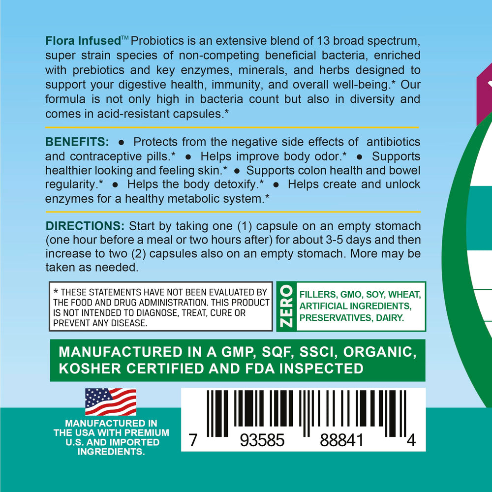 Life Infused Flora Infused Probiotics on shelf demonstrates digestive comfort potential.