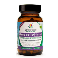 Life Infused Metabolic Enzymes bottle emphasizes systemic support for everyday wellness.