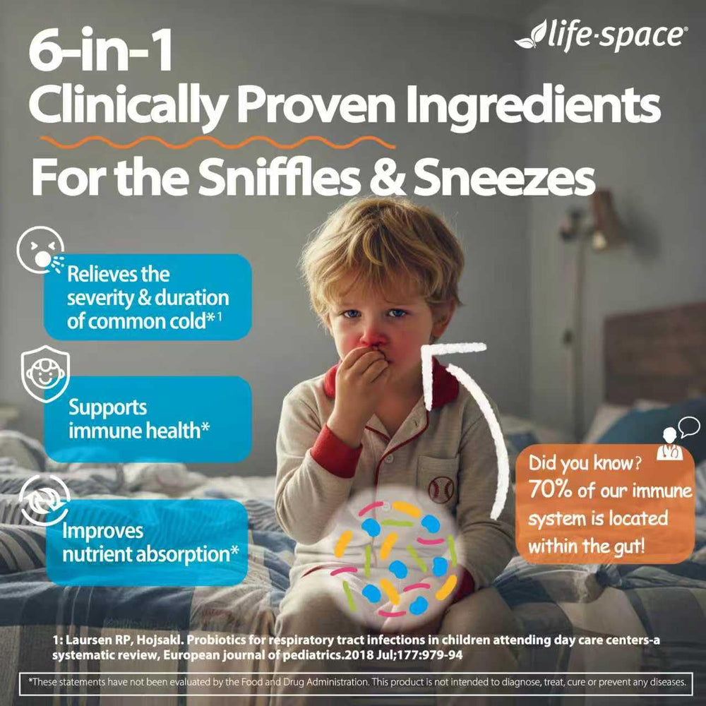 Life-Space probiotic scoop beside powder, ideal for easy daily mixing
