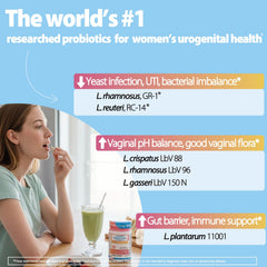 Life-Space 6-strains graphic explains multiple lactobacillus strains for vaginal flora support.
