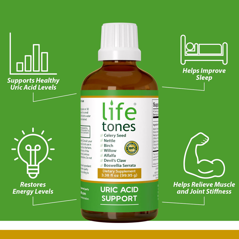 Life Tones Uric Acid Support dosing spoon ready for daily use.