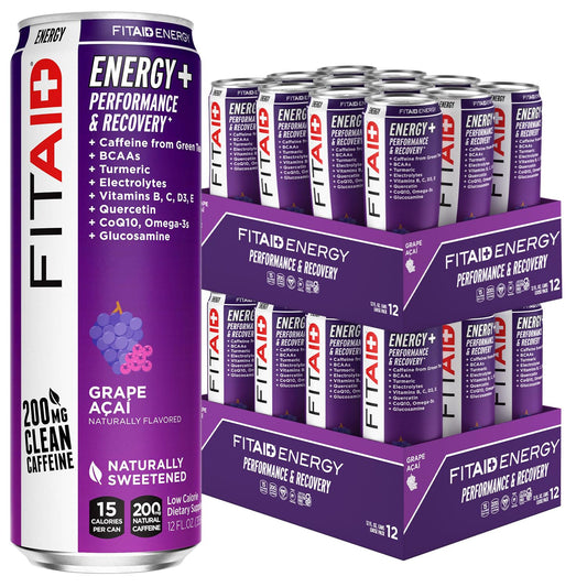 LIFEAID FITAID Energy Grape Açai bottle fuels workouts with clean energy.