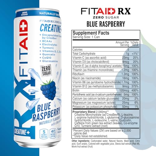 LIFEAID FITAID RX Zero Sugar bottle back showing nutrition info and clean ingredients.