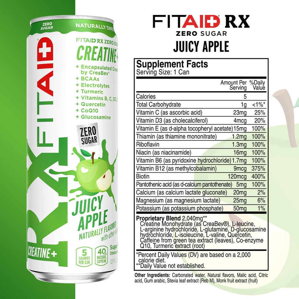 LIFEAID FITAID RX Zero Sugar glass pour showing refreshing, keto-friendly mix