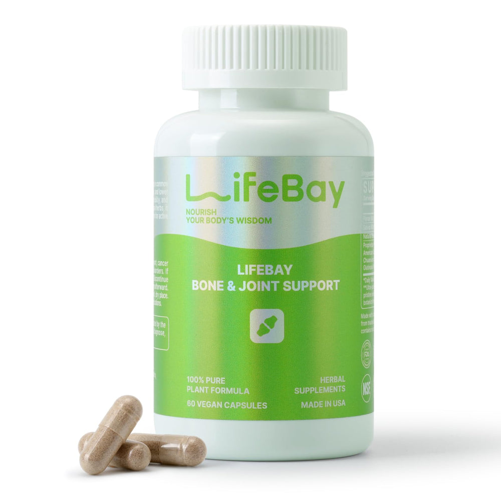 LifeBay Bone & Joint Support bottle with vegan capsules for mobility support.
