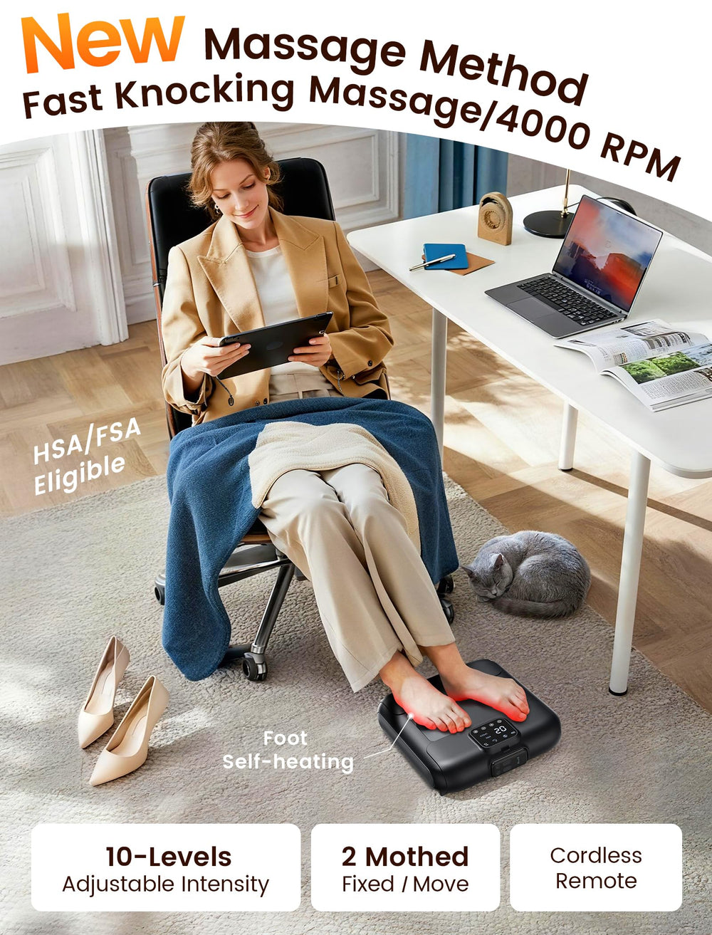 Full-foot massage coverage from heel to toe for thorough relief