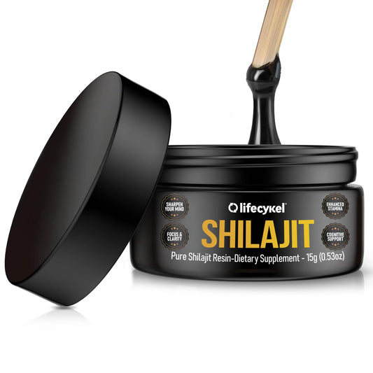 Life Cykel Pure Shilajit Resin bottle shows premium daily-use packaging for convenience.
