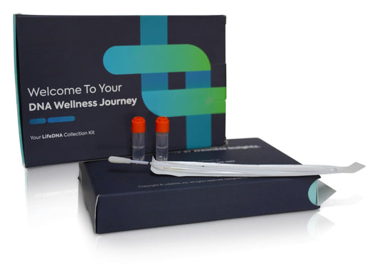 LifeDNA methylation test kit cover with logo and premium packaging.