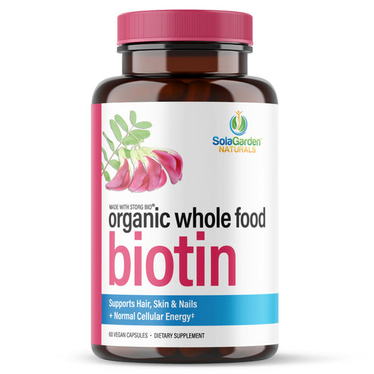 LifeGarden Naturals Biotin bottle front supports healthy hair, skin, and nails.