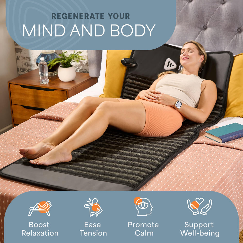LifePro infrared heating pad during a therapy session for soothing heat and calm.