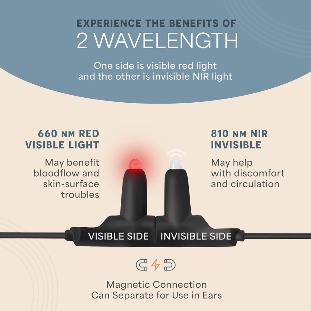LifePro magnetic diodes detachable for easy ear relief during sessions.