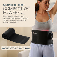 Rechargeable LifePro belt offers portable therapy for travel and office use.