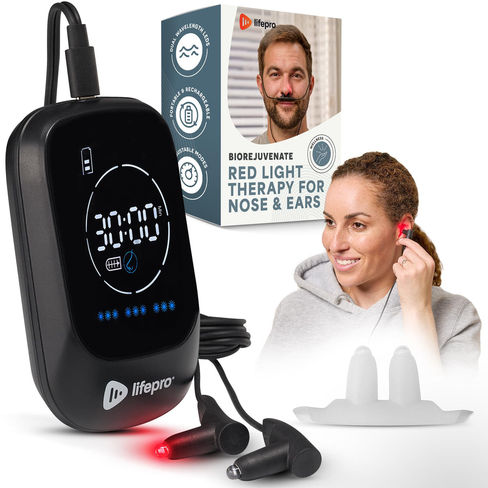 LifePro Respirelief nasal device in use for compact nasal therapy.