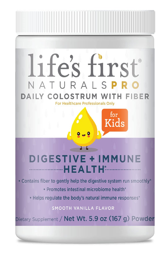 Life's First Naturals Pro Extra Strength Colostrum Powder bottle supports gut and immune balance.