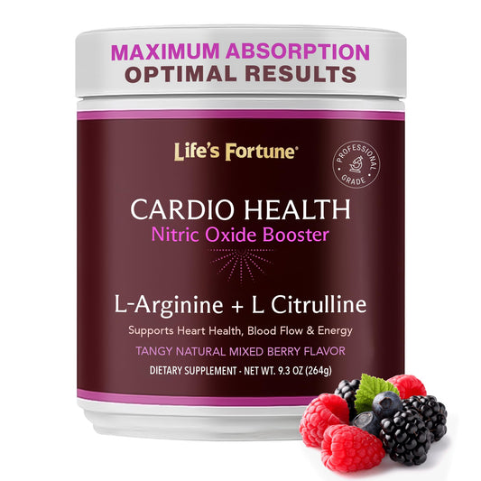 Life's Fortune 5000mg arginine bottle highlights energy and endurance support.
