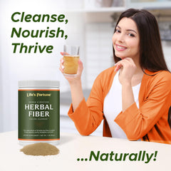 Life's Fortune Apple Fiber and Psyllium Husk blend shown for natural fiber intake.