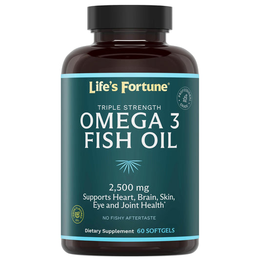 Life's Fortune Fish Oil Omega-3 bottle pour for daily supplementation
