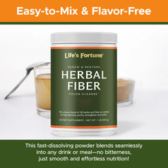 Life's Fortune Herbal Fiber Powder bottle front ready for daily fiber support.