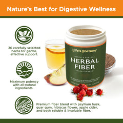 Life's Fortune Herbal Fiber Powder dissolving in water for quick mixing.