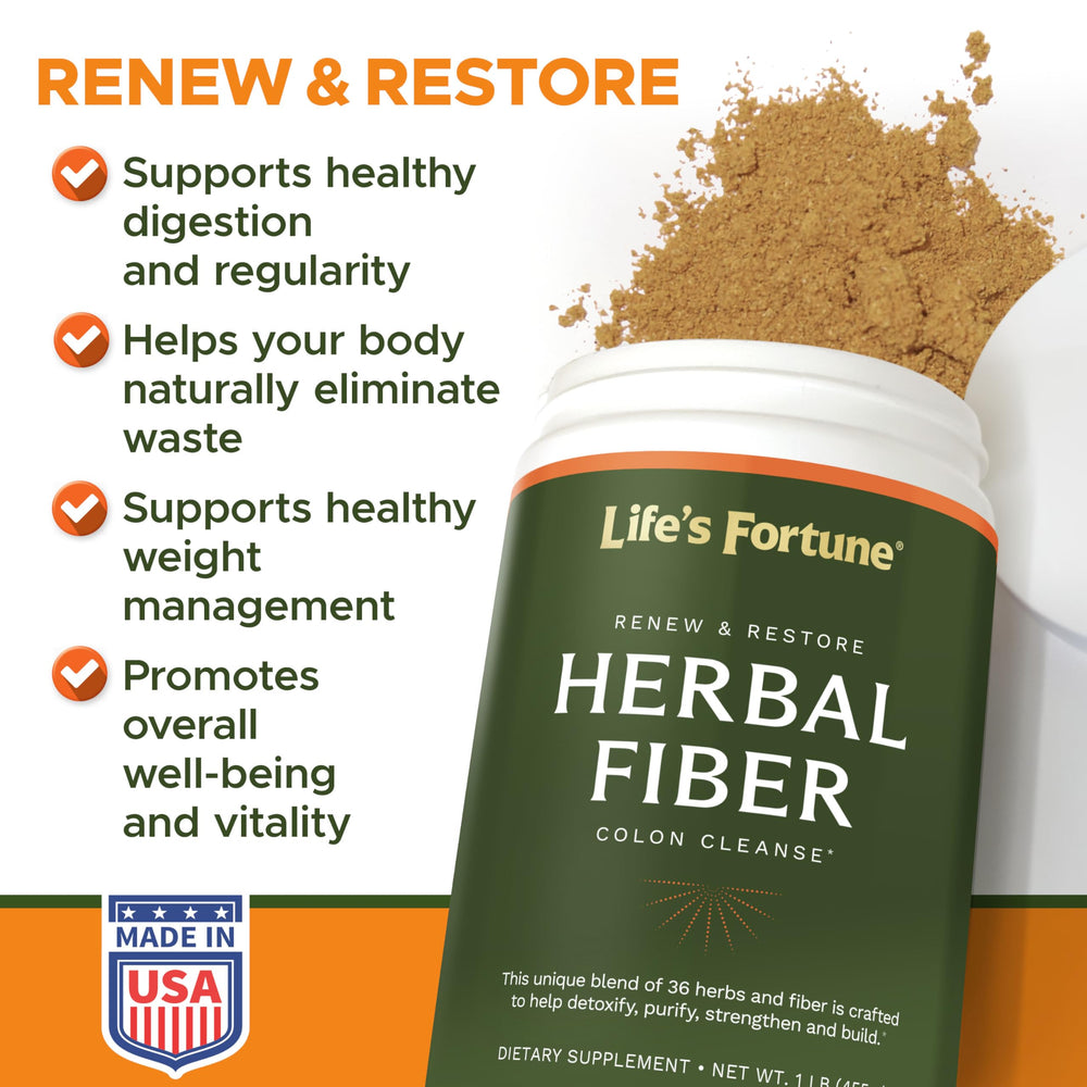 Life's Fortune Herbal Fiber Powder measuring spoon for precise, convenient dosing.