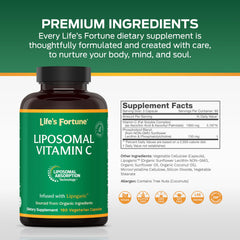 Gluten-free badge on Life's Fortune vitamin C bottle