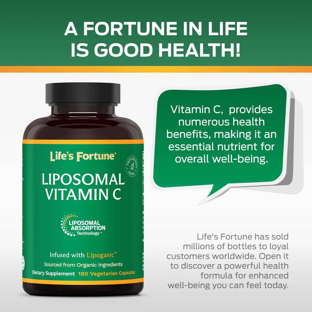 Vegan capsules from Life's Fortune liposomal vitamin C in blister pack