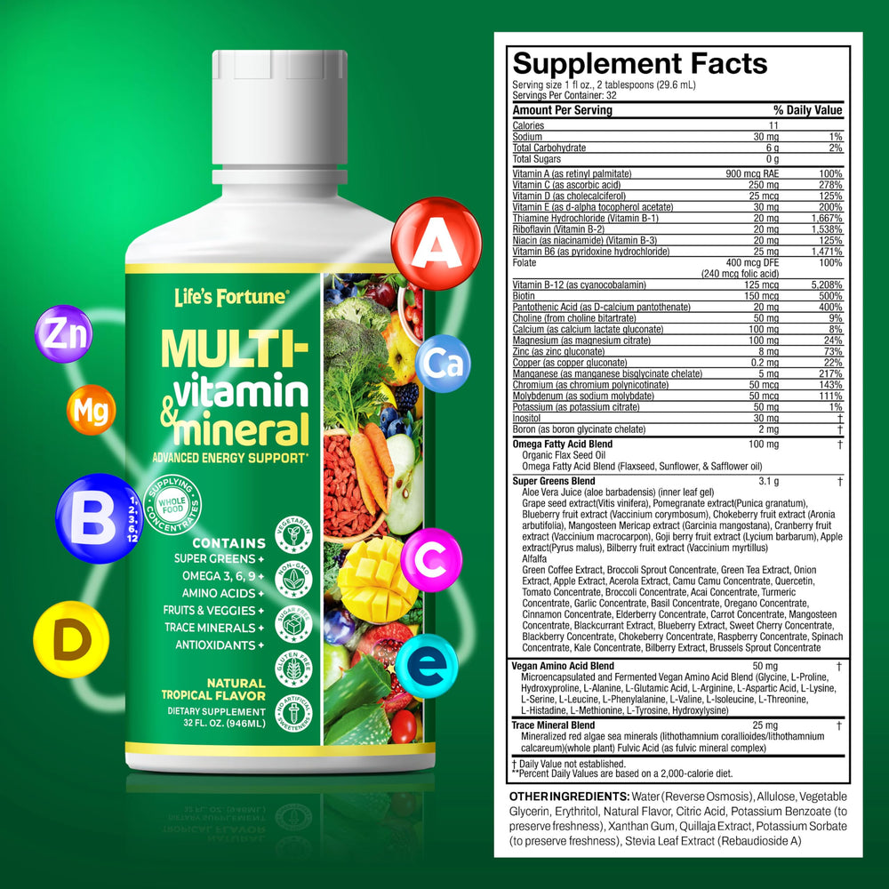 Life's Fortune vegan amino acid blend visual supports energy and metabolism.
