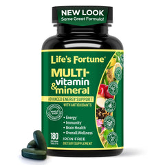 Life's Fortune multivitamin tablets front view for daily energy and wellness.