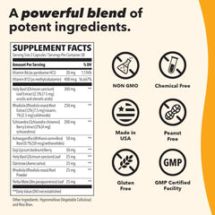 Herbal blend imagery communicates a balanced adrenal support formula.