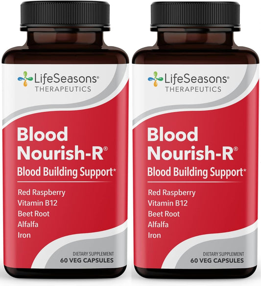 LifeSeasons Blood Nourish-R bottle front highlighting iron-rich formula