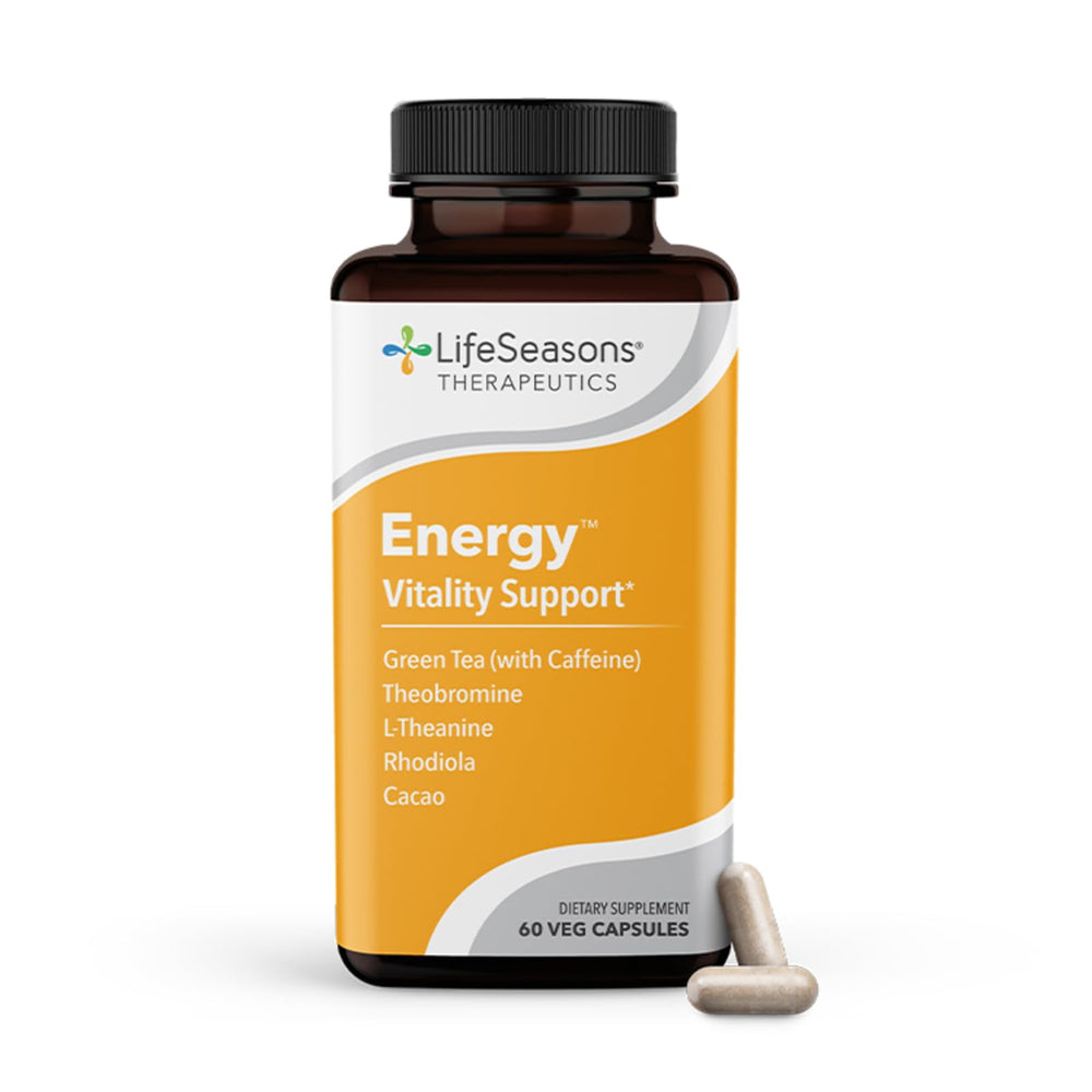 LifeSeasons Energy bottle front view showing steady energy without jitters