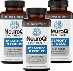 LifeSeasons NeuroQ bottle with capsules for daily cognitive support.
