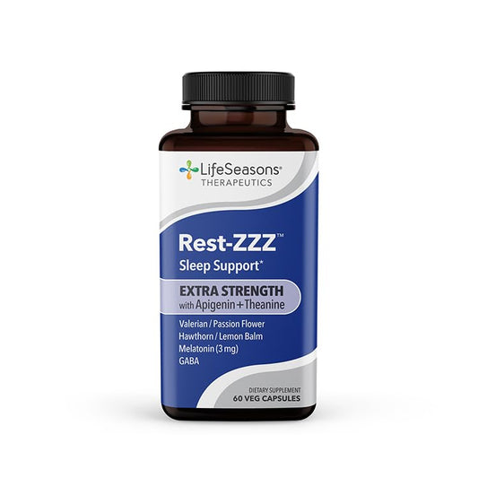 LifeSeasons Rest-ZZZ Extra Strength bottle for calming sleep support
