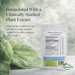 LifeSense GlucoLogic tea bag closeup highlighting balanced sugar response.