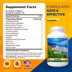 LifeSource Vitamins Anti-B capsules closeup showing natural ingredients