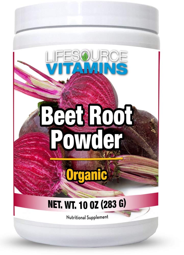 LifeSource Vitamins Beet Root Powder bottle showing organic beets for daily stamina and circulation