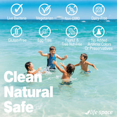 Life-Space Children IBS Support clinical strains chart notes research-backed potential benefits.