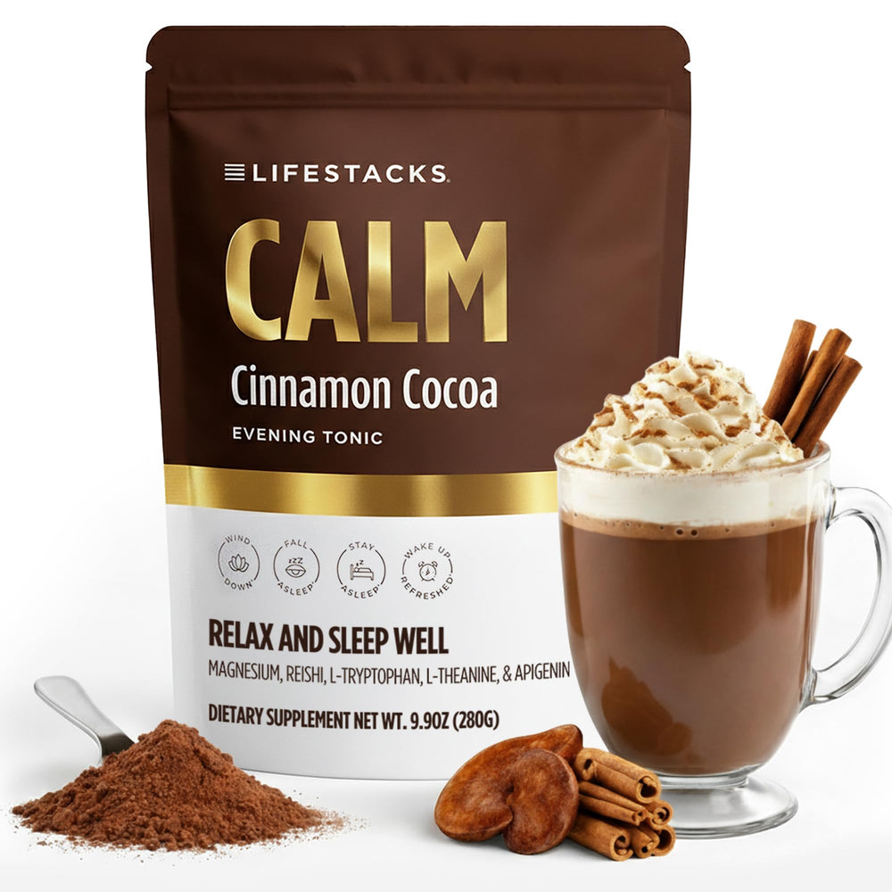 LIFESTACKS Calm Nighttime Cocoa tub shows powder for unwinding