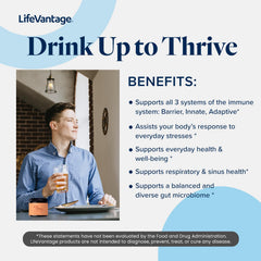 LifeVantage Daily Wellness elderflower-acai packaging display highlighting flavor and serving size
