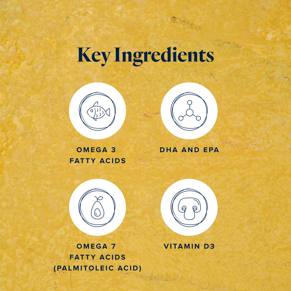 Vitamin D capsule in LifeVantage Omega+ highlighting skin health benefits.