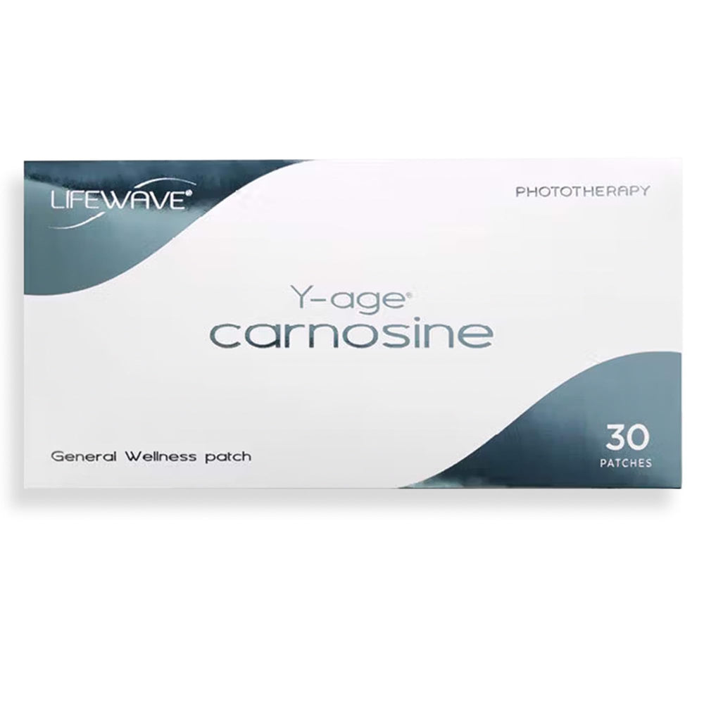 LifeWave Y-Age Carnosine patches pack front, ready for daily active wellness.