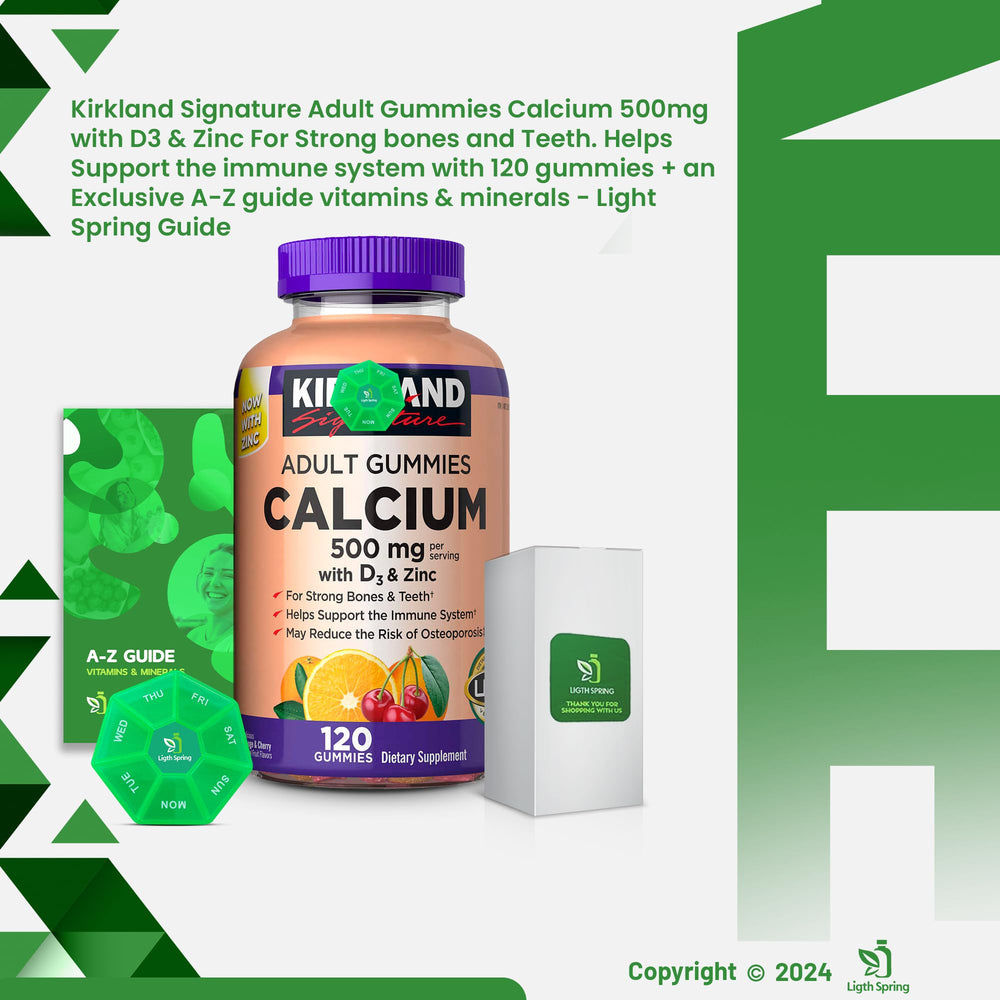LightSpring Calcium Gummies container front highlighting 500 mg calcium per serving