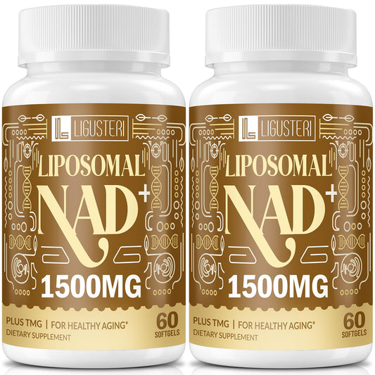 Ligusteri NAD+ bottle shows liposomal formula for enhanced cellular energy support.
