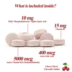 Cherry-flavored LIIFE chewables arranged for a quick daily supplement moment