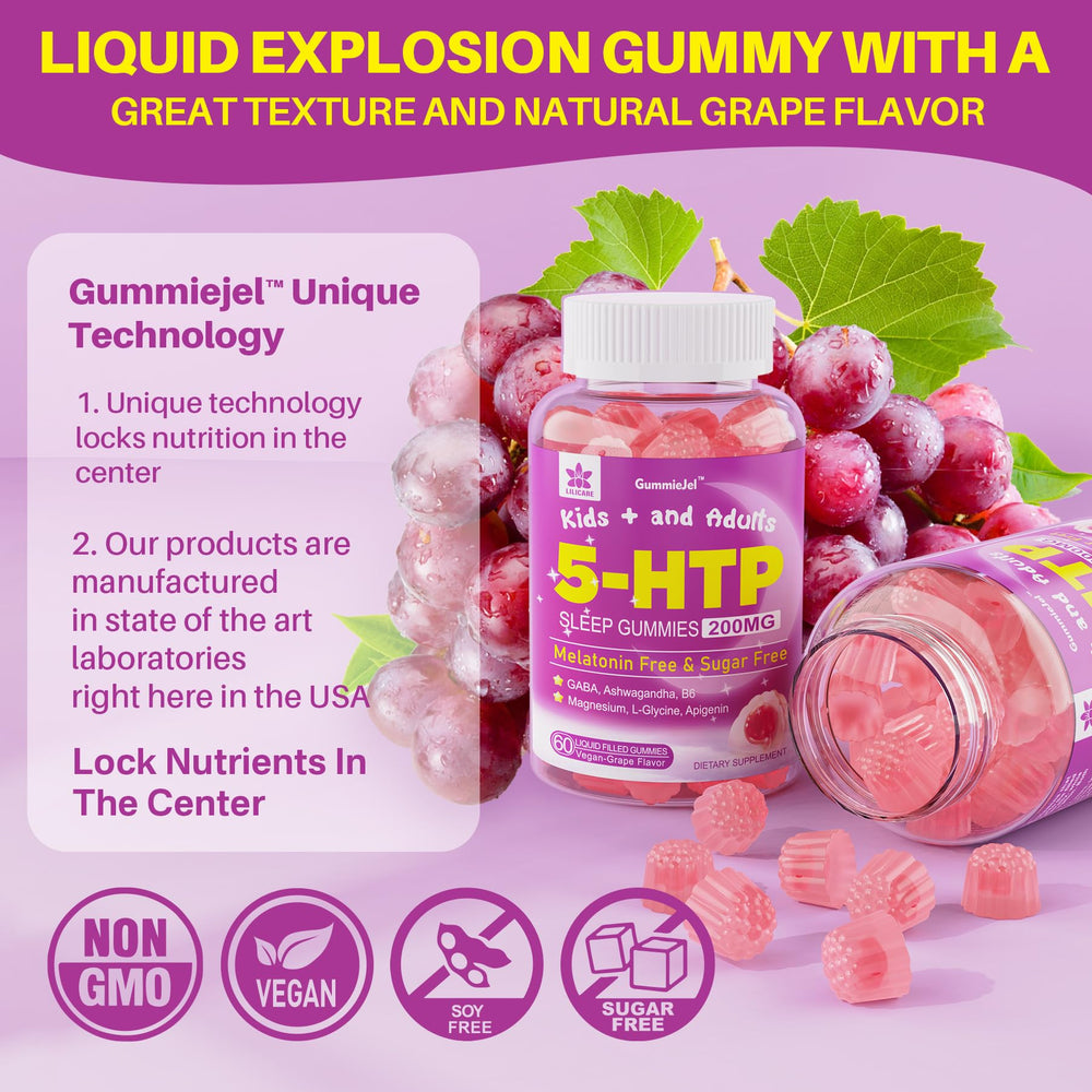 LILICARE 5HTP Gummies evening scene suggesting a relaxing bedtime routine.