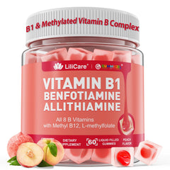 LILICARE B1 complex gummies bottle front suggesting daily energy and focus