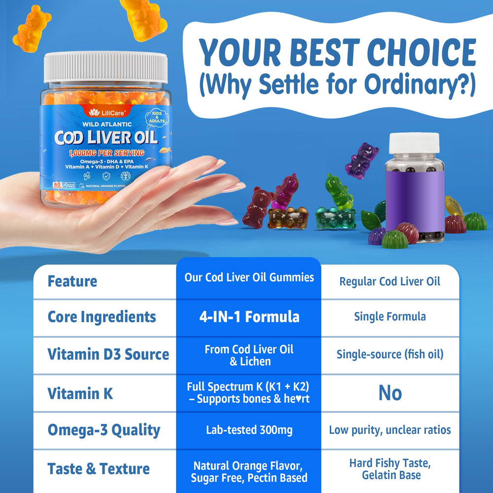 LILICARE orange gummies close-up no fishy aftertaste for enjoyable daily use