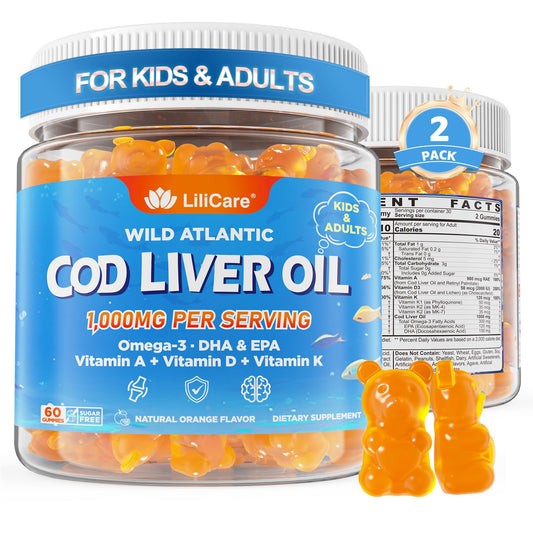 LILICARE cod liver oil gummies orange bottle may support immune health