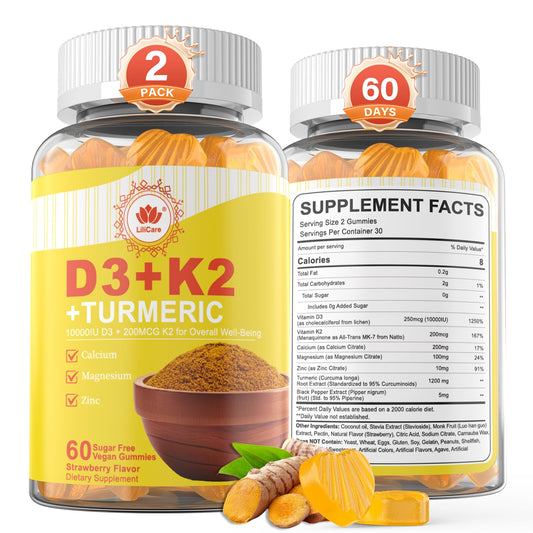 LILICARE Vitamin D3 K2 Gummies jar close-up for bone support